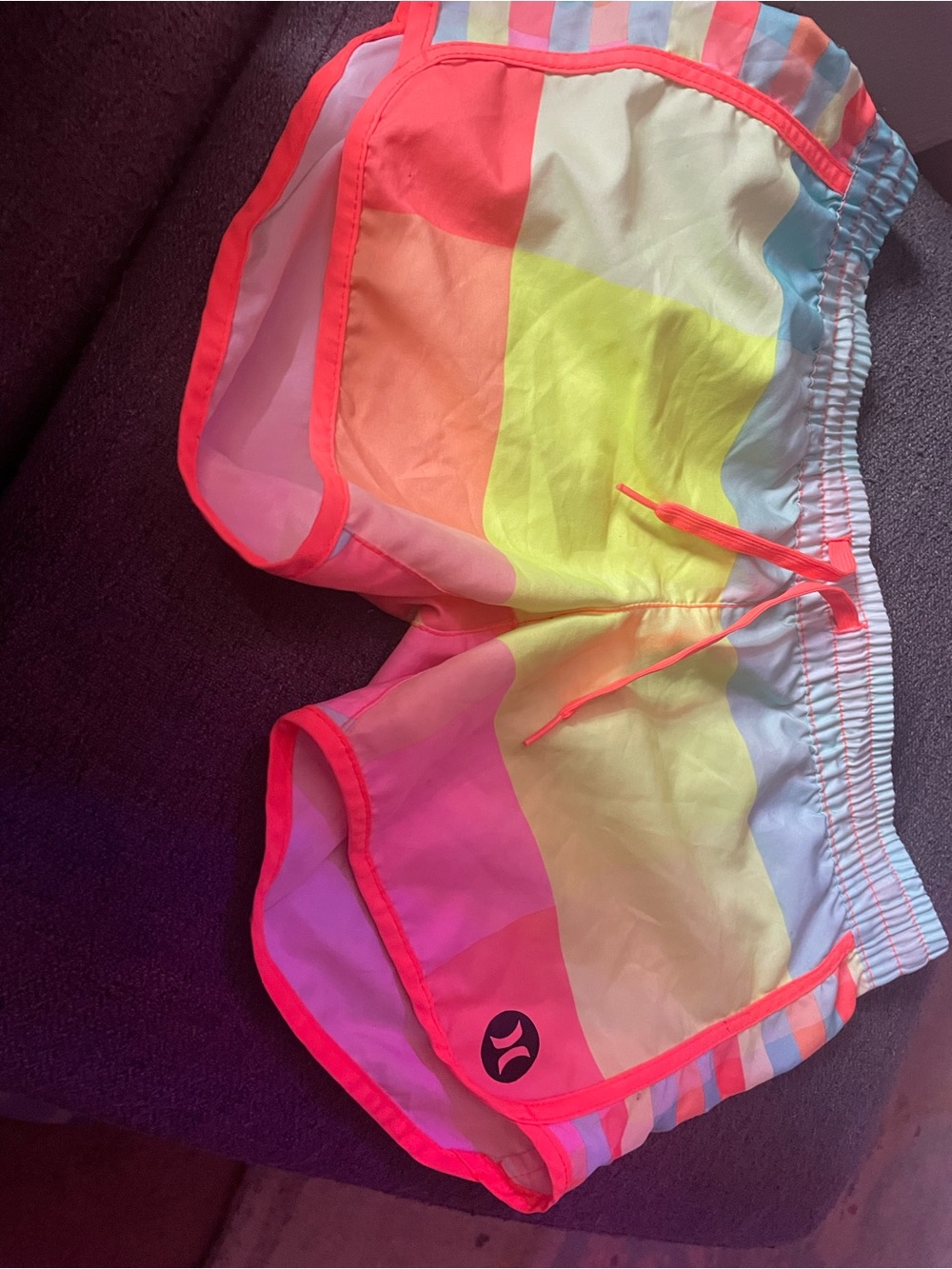 Hurley Pastel Rainbow Stripe Swim Shorts with Neon Trim